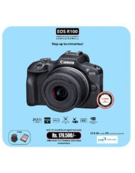 Canon EOS R100 Mirrorless Camera with Canon RF-S18-45mm lens with 15-month warranty available at CameraPro Colombo, Sri Lanka